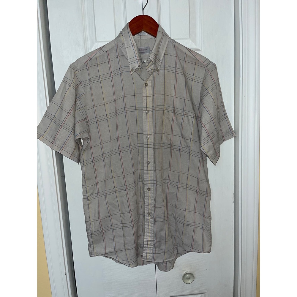 Vintage L.S. Ayres + Co Men’s Store Gray Stripes Button Up Short Sleeve Medium
